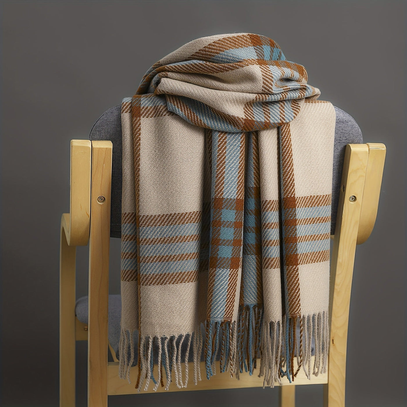 Pure Cashmere Checked Scarf
