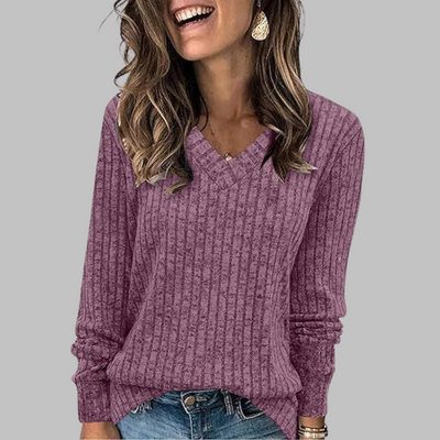 DERI™ - Comfy V-Neck Long Sleeve Top