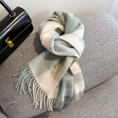 Luxury Wool Scarf for Women – Warm Checkered Winter Scarf Made from 100% Wool