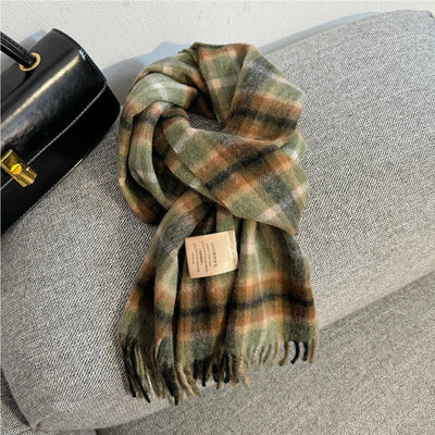 Luxury Wool Scarf for Women – Warm Checkered Winter Scarf Made from 100% Wool
