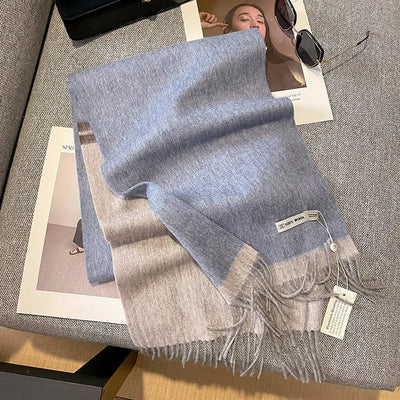 Luxury Wool Scarf for Women – Warm Checkered Winter Scarf Made from 100% Wool