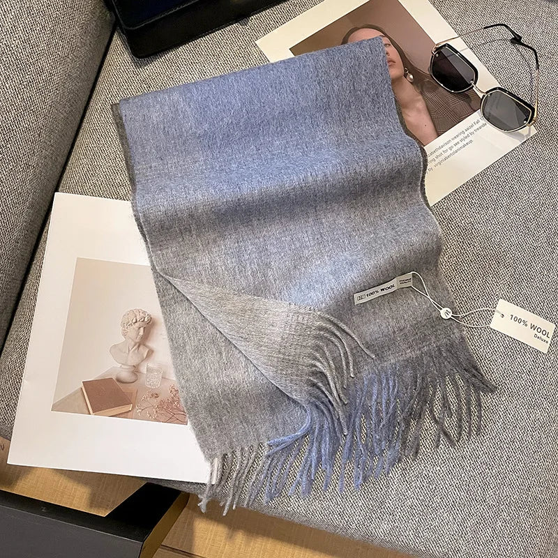 Luxury Wool Scarf for Women – Warm Checkered Winter Scarf Made from 100% Wool