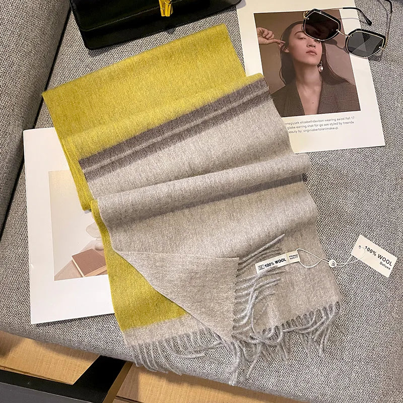 Luxury Wool Scarf for Women – Warm Checkered Winter Scarf Made from 100% Wool