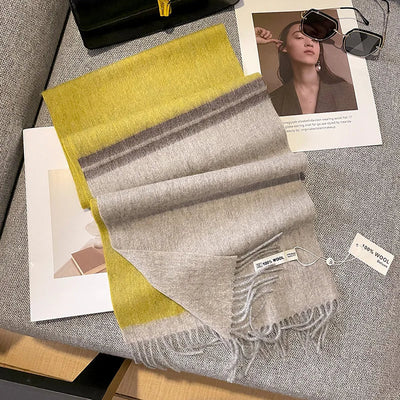 Luxury Wool Scarf for Women – Warm Checkered Winter Scarf Made from 100% Wool