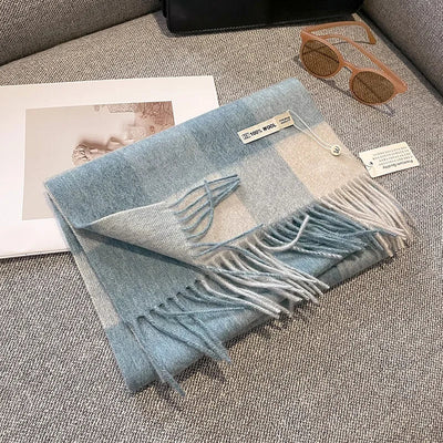 Luxury Wool Scarf for Women – Warm Checkered Winter Scarf Made from 100% Wool